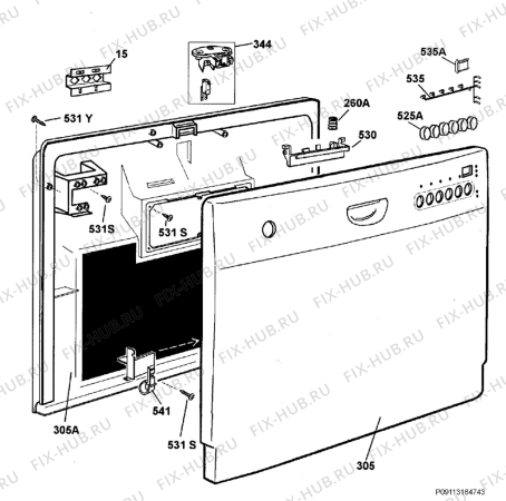 Взрыв-схема посудомоечной машины Zanussi ZDM16301WA - Схема узла Command panel 037